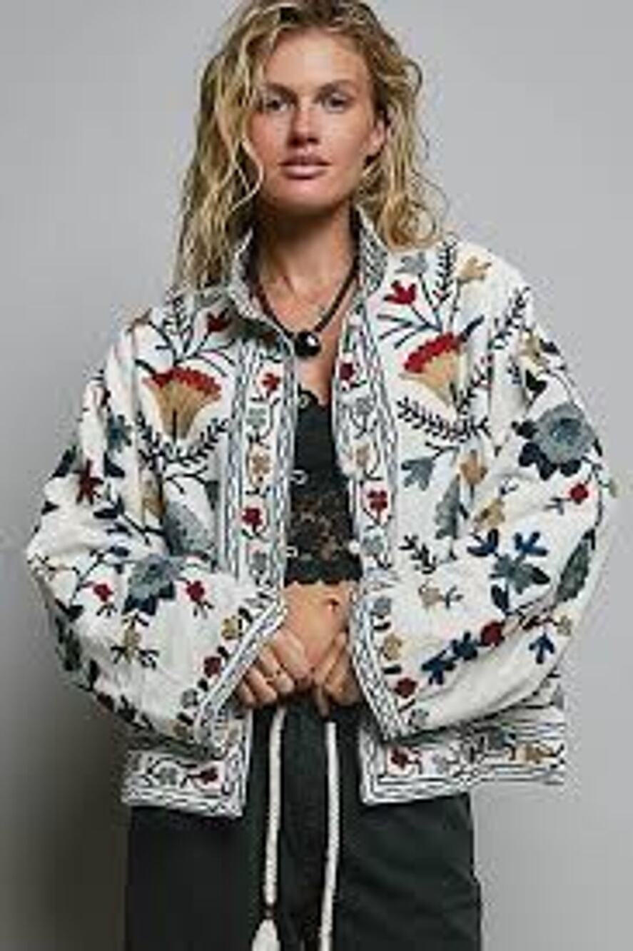 POl Artisanal Suzani embroidered velvet jacket short boxy size Large NWT NEW